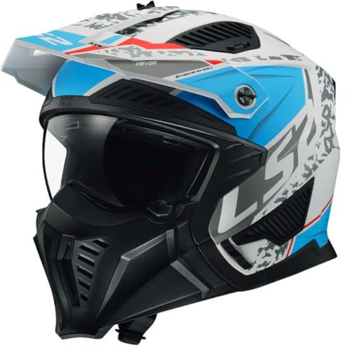 LS2, Jet/Modularhelme Motorrad Drifter DEVOR Matt White Blue, XL