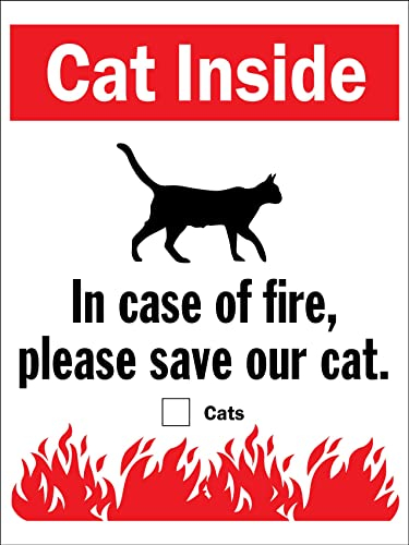 452 Warnschild Katze Im Brandfall, Bitte Retten Sie Unsere Katze Retro Metallschild Personalisierte Metall Schilder 20X30Cm, Tin Sign