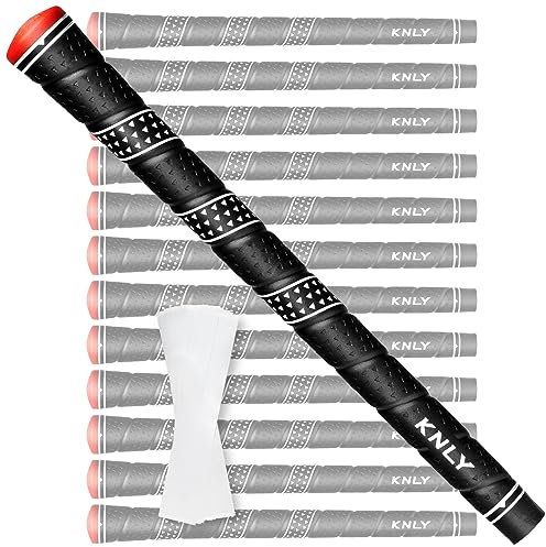 KNLY Wrap Golfgriffe, dreieckige konkave Textur-Kontrolltechnologie, Allwetter-Performance-Gummi-Golfschlägergriffe, Standard/Mittel, 13 Griffe mit 15 Bändern und 13 Griffen, mit allen Reparatur-Kits,