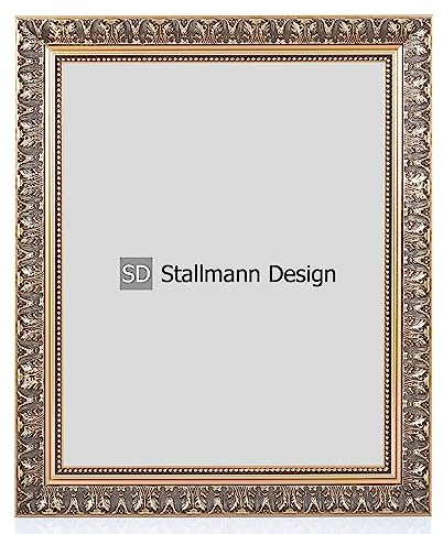 Stallmann Design Bilderrahmen Barockrahmen SWAN | 40x60 cm | Gold | Echtholz-Bilderrahmen antik | 80 andere Größen verfügbar | Fotorahmen aus Holz im Vintagestyle