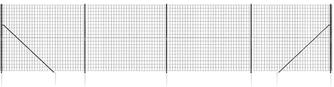 vidaXL Clôture en Treillis Métallique et Ancrage, Panneau de Clôture Décoratif, Barrière de Protection Jardin Patio Extérieur, Anthracite 2x10 m