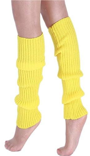 Wambere 1 Paar 40cm Länge Damen Beinstulpen Gestrickte Beinwärmer Beinstulpen Stulpen Legwärmer Strümpfe Kniestrümpfe Thermosocken Fußüberzüge,für Tägliches Tragen Outdoor Aktivitäten,Gelb