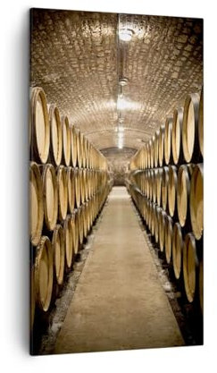 Bilder auf Leinwand Fässer Wein Weinberg Leinwandbild mit Rahmen 45x80cm Wandbilder Dekoration Wohnzimmer Schlafzimmer Küche Deko Klein Wanddeko Bild Wand Kunstdruck Art Wall Decor Canvas PA45x80-6032