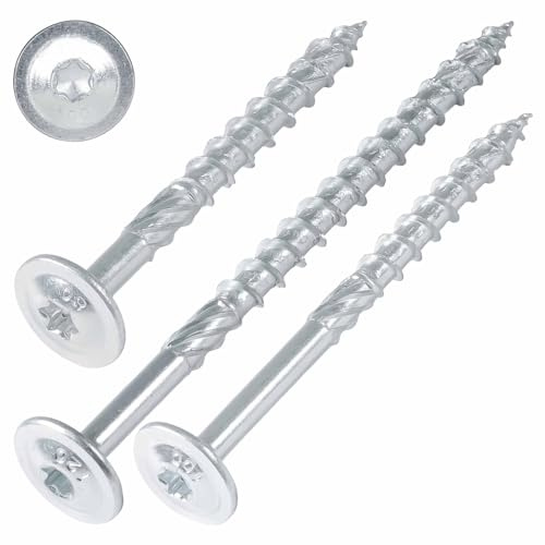 SCREW REBEL Tellerkopfschrauben 8,0 x 40 mm, 50 Stück, hell verzinkt - Universalschraube mit Doppelspiralgewinde, Holzbauschraube mit TX40 Antrieb und ETA Zulassung