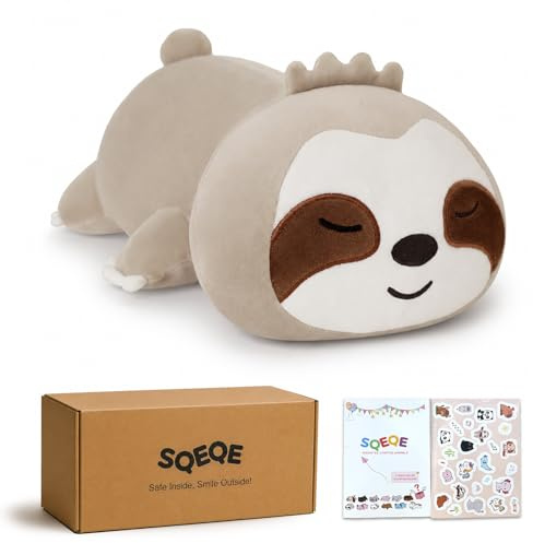 SQEQE Beschwertes Faultier-Plüsch für Angst - Süßes Plüschtier, Kissen, Spielzeug - Geschenk für Kinder und Erwachsene - Braun, 35 cm, 0,7 kg