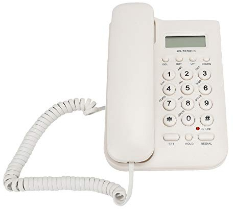 Yctze Elegante Telefono Fisso di Base per Ufficio Domestico, Telefono da Scrivania Inglese Cablato, Montabile a Parete Cordless, ID Chiamante, Blocco Disturbi, UK, Colore