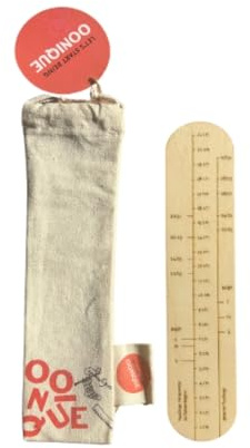 OONIQUE Sockenlineal zum Stricken aus Holz für Baby- und Kindersocken, Sockenschablone mit Größenangabe, Strickzubehör, Socken stricken für Anfänger