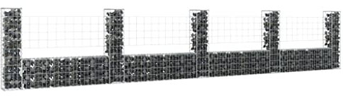 Baziroo Gabione U Form Eisen 500x20x100 cm Silber Gabion Basket Gabionenwand Gabionen Sichtschutz Gabionenkorb Gabions for Supporting Walls Steinkoerbe Gabion Stone Gabion Wall