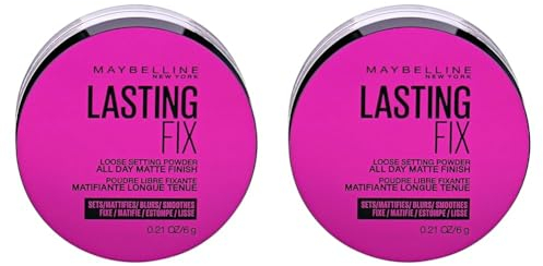 Maybelline New York Fixier-Puder, Lasting Fix Loose Setting Powder, Mattierend und langanhaltend, Transparent (Packung mit 2)