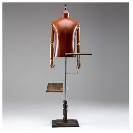 Schaufensterpuppe Männlich Männliche Schaufensterpuppe, halber Körper, Ledertorso mit Sockel, Ständerform, Puppenkörper, Massivholzsockel, für Bekleidungsgeschäft, Schlafzimmer ( Size : H )