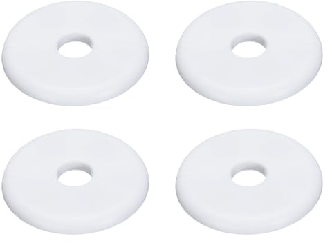 sourcing map 4pcs Wall Split Flange 70mm / 2.8 OD Escutcheon Plate ABS Round Self-Adhesive Plumbing Cover Plates for 16mm / 0.6 Dia Water Pipe Faucet Decoration Accessories, White