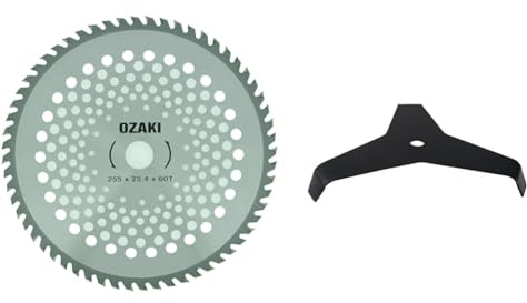 Greenstar Lame débroussailleuse 60 DENTS POINTES CARBURE - Ø 255 mm, Alésage 25,4 mm & Lame 3 Dents - Spéciale Ronces - Adaptable Pour Débroussailleuse - Coupe De 300 mm