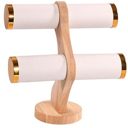 Perfeclan Armbandhalter, Uhrenständer mit Holzsockel, Armband-Präsentationsständer, Schmuck-Organizer Arbeitsplatte, Tischkommode, Show, Weiß