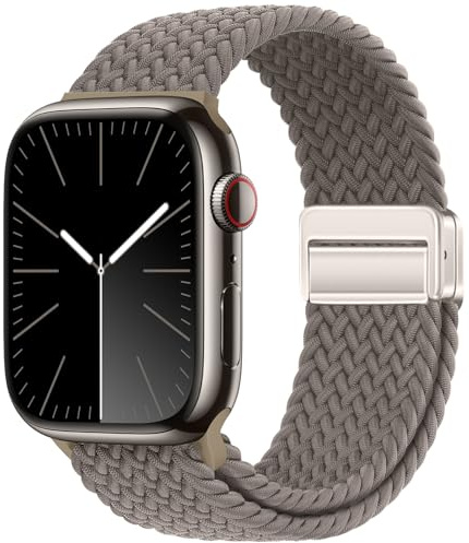 Qimela Sportloop kompatibel med Apple Watch Band 38 mm 40 mm 41 mm 42 mm 44 mm 45 mm 46 mm 49 mm för kvinnor män, magnetisk rem stretchigt flätat armband för iWatch serie 11 10 9 8 7 6 5 4 SE Ultra 3