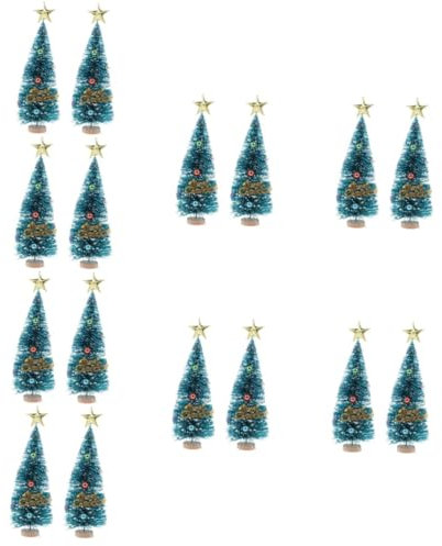 Cabilock 16 STK Mini-Weihnachtsbaum Desktop-Weihnachtsbaum Winterliche Schneeverzierungen Weihnachten Desktop Schmücken Mini-weihnachtsbäume Weihnachtsbaum Schmückt Mini-Kiefer Sisal-Seide