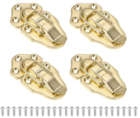 PATIKIL Cierre de Palanca de Estilo Retro con Pico de Pato 4 Piezas Cierres Pequeños de Metal Vintage con Tornillo de Montaje para Joyeros Cajas de Madera Cajas de Manualidades Dorado