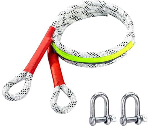 Corde de récupération en nylon, corde de remorquage cinétique - Corde de remorque haute résistance avec sangle de remorquage, cordes de récupération professionnelles pour les accidents avec pneus