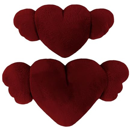 Generisch Cojín de coche para asiento del conductor, cojín con alas de ángel en forma de corazón, 2 accesorios suaves para coche, cojín cervical con alas para conducir, bonito reposacabezas para cama,