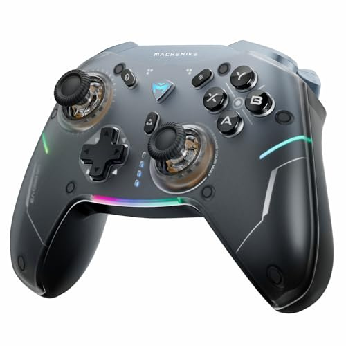 Machenike G5Pro V2 Gaming Controller PC für PC/NS/IOS/Android (1000Hz Abtastrate), Optisch & Mikroschalter Trigger, Kabelloser Gamepad mit RGB Beleuchtung (USB/2.4G/BT) (Gelb PE) (Schwarz)