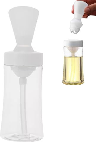 Ölpinselflasche zum Kochen, Ölflasche mit Pinsel | Ölspenderflasche mit Silikon-Heftpinsel,Multifunktionale, auslaufsichere, tropffreie, leicht zu reinigende Flasche zum Braten von Soßen auf dem Grill