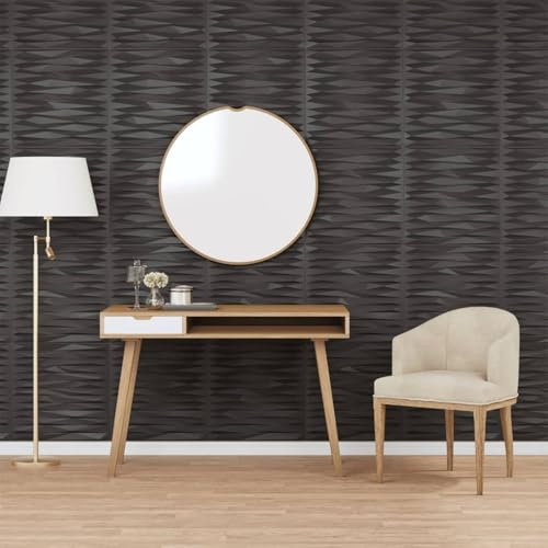 Iiaky Panneaux muraux 12 pcs Noir 50x50 cm EPS 3 m² Pierre,Panneau Mural Decoratif,Plaque PVC,Revetement Mural
