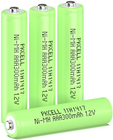 PKCELL Batteria ricaricabile AAA 300 mAh NI-MH 1,2 V, batteria precaricata per lampada solare da giardino, 4 pezzi