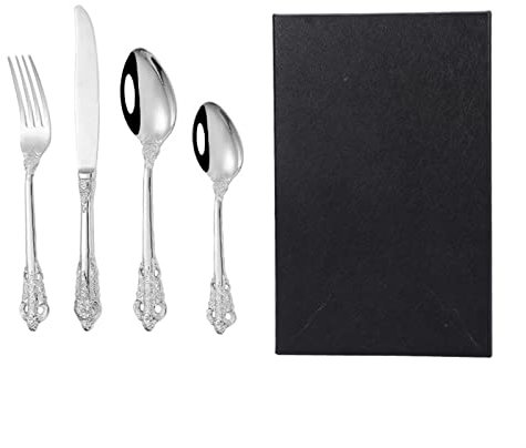 Ensembles de couverts Argenterie pour la maison Ensembles de vaisselle Ensemble de couverts de luxe en acier inoxydable avec miroir Couteau Fourchette Cuillère Coffret cadeau 4 pièces en acier inoxyd