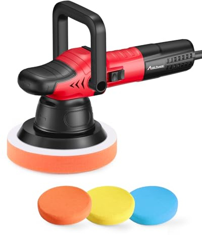 AVID POWER Lucidatrice per auto a doppia azione, lucidatrice orbitale da 15,2 cm per dettagli auto, con 6 velocità variabili, manico staccabile e 3 cuscinetti per lucidatura