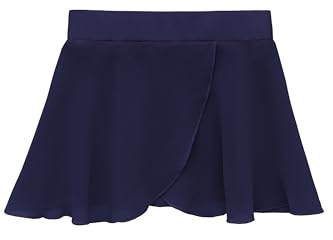 Lilax Girls Ballet Skirt Chiffon Wrap/Pull-On Dance Skirt (Adjustable Navy, 7-9 Years)