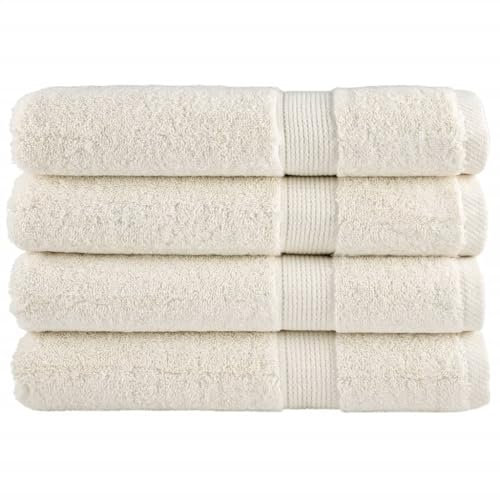 NQJIBUE Solund Lot de 4 serviettes de sauna Crème 80 x 200 cm 600 g/m²