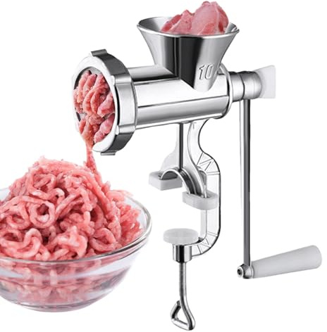Hachoir à viande manuel - Viande hachée en alliage d'aluminium robuste pour usage domestique | Bouche à saucisse à manivelle montée sur table, grande ponceuse de porc, outil de broyage de viande