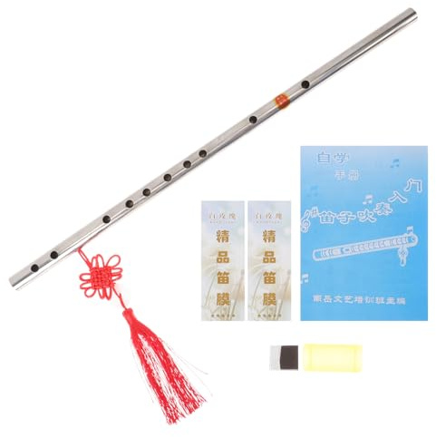 Chinesische Flöte F-ton aus Edelstahl, Retro, 1 Satz | Tragbar und Leicht, Angenehmes Halten, Natürliche Klänge, für Erwachsene und Kinder