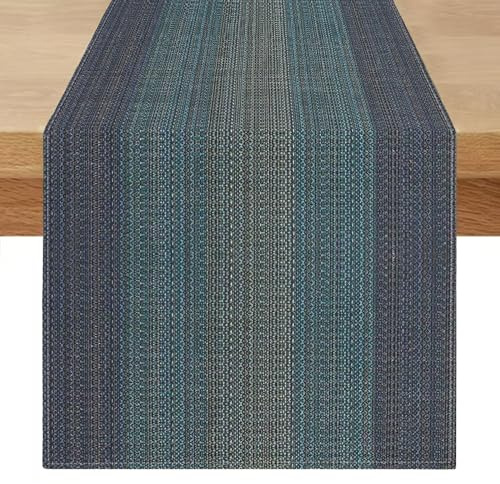 Tischläufer Outdoor 40 x 140cm Tischläufer Modern Leinenoptik Abwaschbar Schwarz Grau Petrol Fleckschutz Tischwäsche Vintage Dekoration für Esszimmer Küchentisch Frühling Sommer