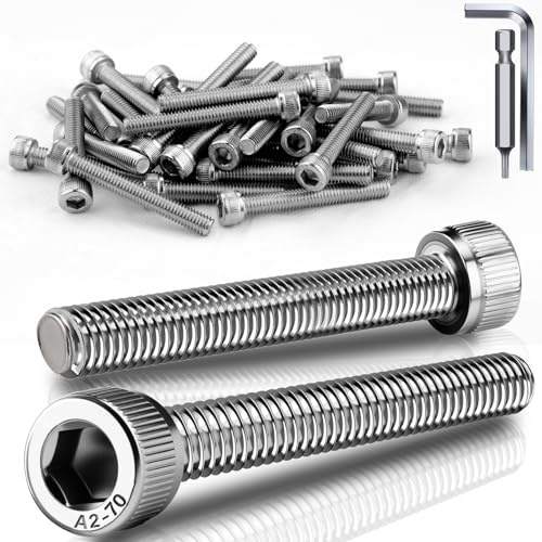 TXXATX 120 Stück Zylinderkopfschrauben M3x20 mm Schrauben Edelstahl A2 V2A DIN 912 Sechskantschrauben Zylinderschrauben mit Innensechskant Vollgewinde Inbusschrauben für Hexagon Socket