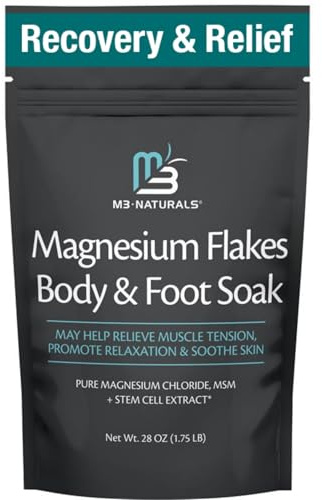 Magnesium Soak for Sports Recovery - Fast Acting Magnesium Bath Soak with Dead Sea Salt & MSM for Tired Feet & Sore Muscles - Replenishing Mineral Bath Salt for Full Body Relief (Fragrance Free) by M3