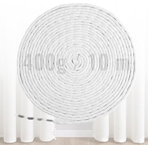 JETOP Contrapesos Cortinas 400g Aprox 10 M 40g/m Cuerda de Plomo para Cortinas Varios Gramajes No Se Oxida Sin Ruido Pesas Cinta de Plomo Pesos Plomos para Mantel Telas Mosquiteras Ducha