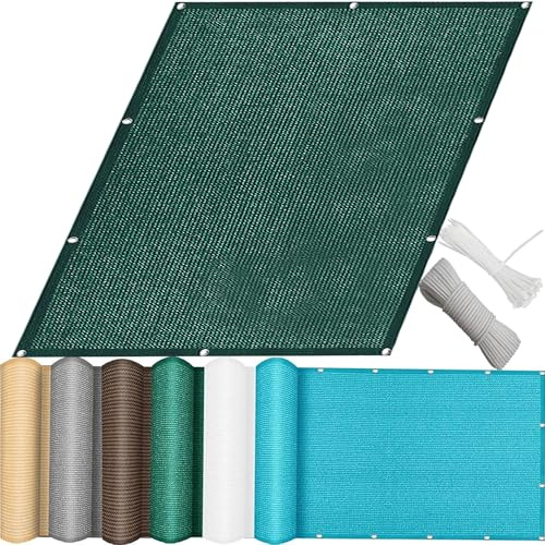 QINLIQIN Pantalla Privacidad Balcón 1 x 5 m Revestimiento para Balcón Protección UV, a Prueba de Viento con Ataduras de Cables para Valla de Jardín, Verde Oscuro