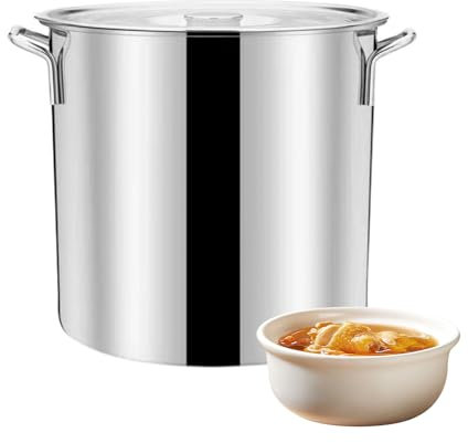 Cubo de Acero Inoxidable 201, Olla para Sopa de Acero Inoxidable con Tapa, Cubo Redondo para Uso doméstico y Comercial para Sopa, guiso y Salsa, 20 l