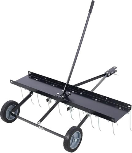 40-Zoll-Rasenkehrmaschine zum Anschleppen, Hinterrad-Vertikutierer und Landschaftsrechenaufsatz für Rasentraktoren und Aufsitzmäher – Gartenpflegewerkzeug zum Entfernen von Rasenfilz und zur Rasenpf