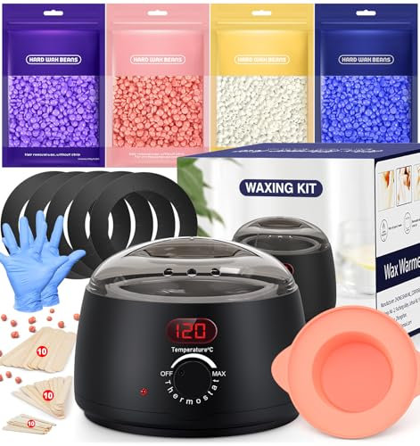 Waxing Set Wachs Haarentfernung Gesicht Körper: Wax Maschine Wachswärmer mit Silikon-Schale, 400g Wax zur haarentfernung, Warmwachs haarentfernung set