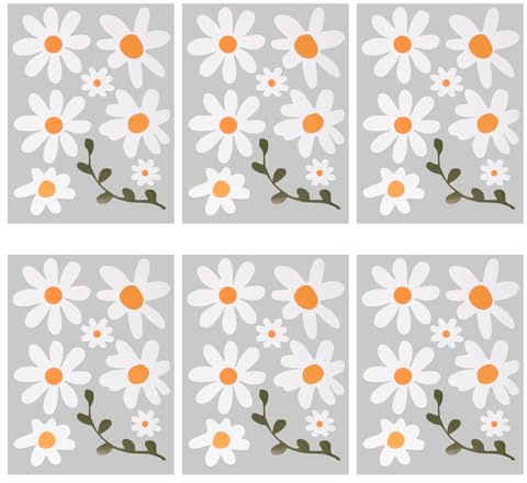 Tabanzhe Wheelie Bin Stickers Flowers 6 Sheets Daisy Dustbin Stickers Self Adhesive Decorative Sticker Decal for Home Decoration Fridge Bins Wall Indoor Outdoor