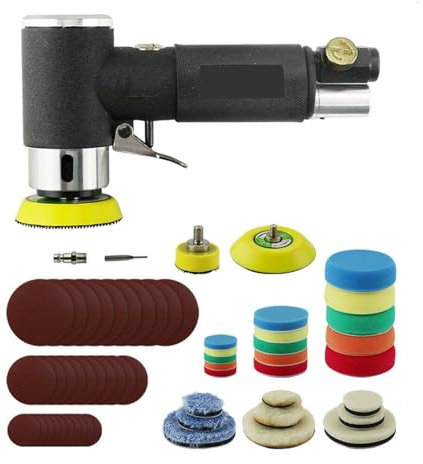 Ciieeo Wachspoliermaschine Pneumatische Poliermaschine für Autos 90Psi 2-3 Zoll Polierpads Handgeführte Auto Schönheitspoliermaschine Hocheffizient und Leise
