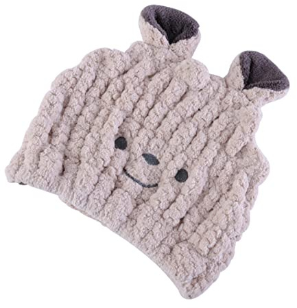 HEALEEP Bonnet de Bain Bébé Absorbant Serviette Cheveux Taille Garçon et Filles Séchage Rapide Adapté Nourrissons Usage Bain Couleur Sourire Beige Lacté