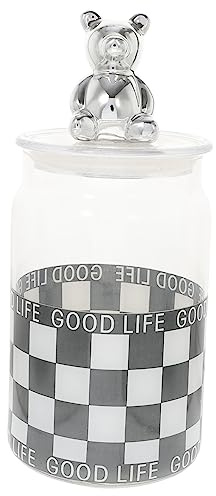 Zerodeko Style Glass Storage Jar with Bear Topper Lid Airtight Candy Cereals Cookie Container for Kitchen Glass Sealed Food Storage Bottle Medium