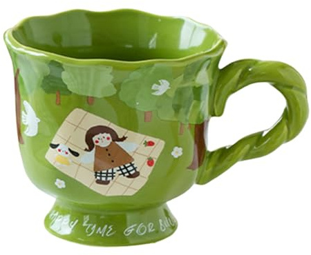 Ronyme Taza de café de cerámica, Taza de Desayuno, vajilla Creativa, de té Grande Hecha a Mano con Dibujos Animados, para Leche, Esposa, Oficina, Dormitorio
