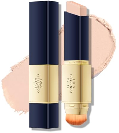 KYDA Foundation Stick, Natural Buildable Color, Full to Medium Coverage Base Makeup, 2 in 1 Double Ended Eraser Foundation Stick with Brush, Silky Creamy, Blendable, NATURAL
