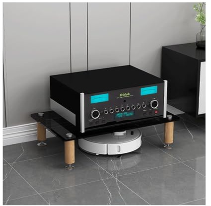 Härdat glas AV-komponentmediastativ HiFi-ställ Ljudtorn 1/2/3/4 nivåer CD-skivspelare DVD-stativ Hörnhylla for hemmakontorsbio(Schwarz,1 Tier)