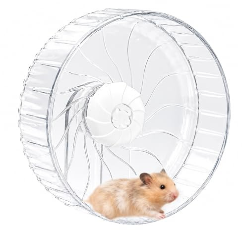 8 inch Silent Hamster Wheel, Stand-Free Cage Spinner, Clear