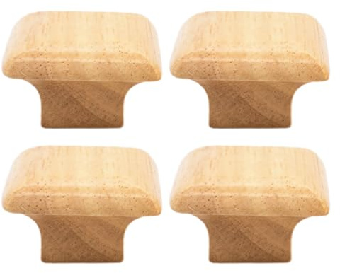 VBSYUYQ 4 Pack Square Wooden Drawer Knobs, Solid Wood Cabinet Handles | 4 pack solid wood knobs, rustic square finish, includes mounting screws, fits cabinets wardrobes drawers