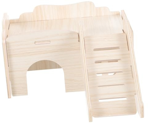 TOYZFRIENDY Maison Bois Massif pour Hamster avec Échelle Cachette Confortable et Escalade pour Petits Rongeurs Villa Sécurisée pour Hamsters Nains et Gerbilles